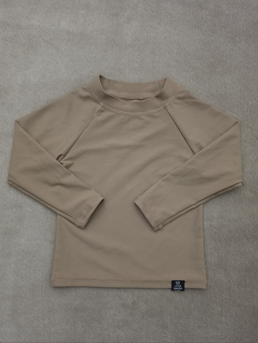 The Little Surfer Dude Tan Long Sleeve Rash Guard Size 6-12 Months NWOT